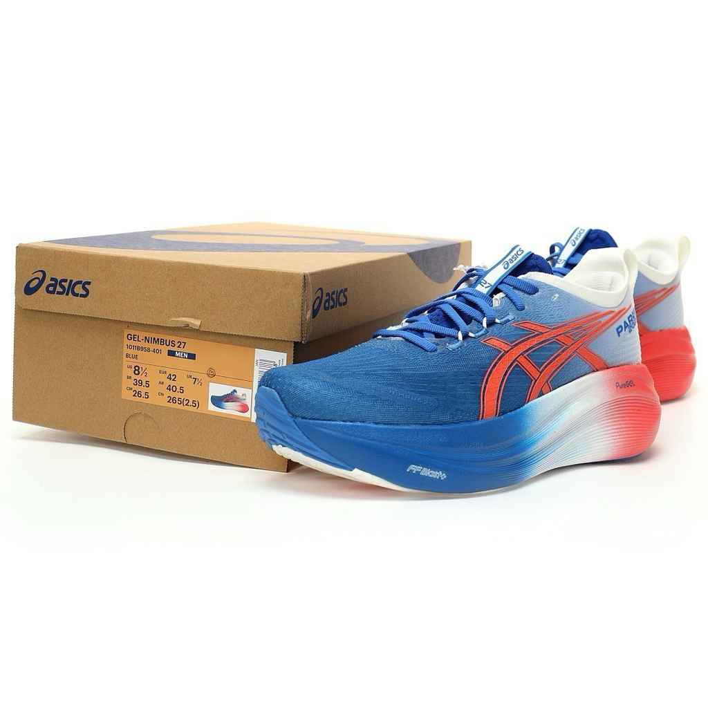 Asics Gel-Nimbus 27 Paris™ – Bleu avec Rouge et Blanc