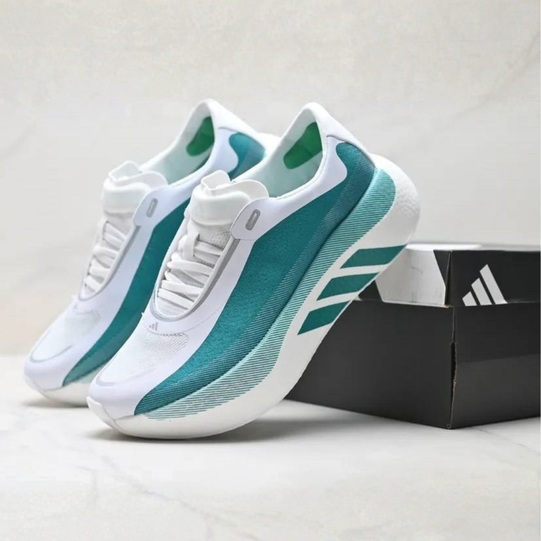 Adidas Hyperboost Edge™ – Blanc avec Vert Foncé