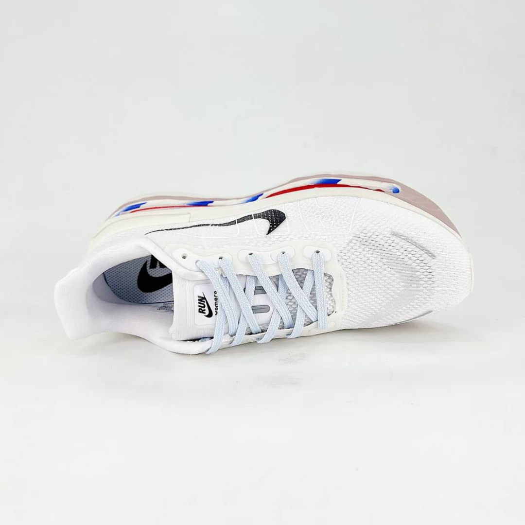 Nike Vomero Premium™ – Blanc Lumière avec Bleu Océan et Rouge Carmin