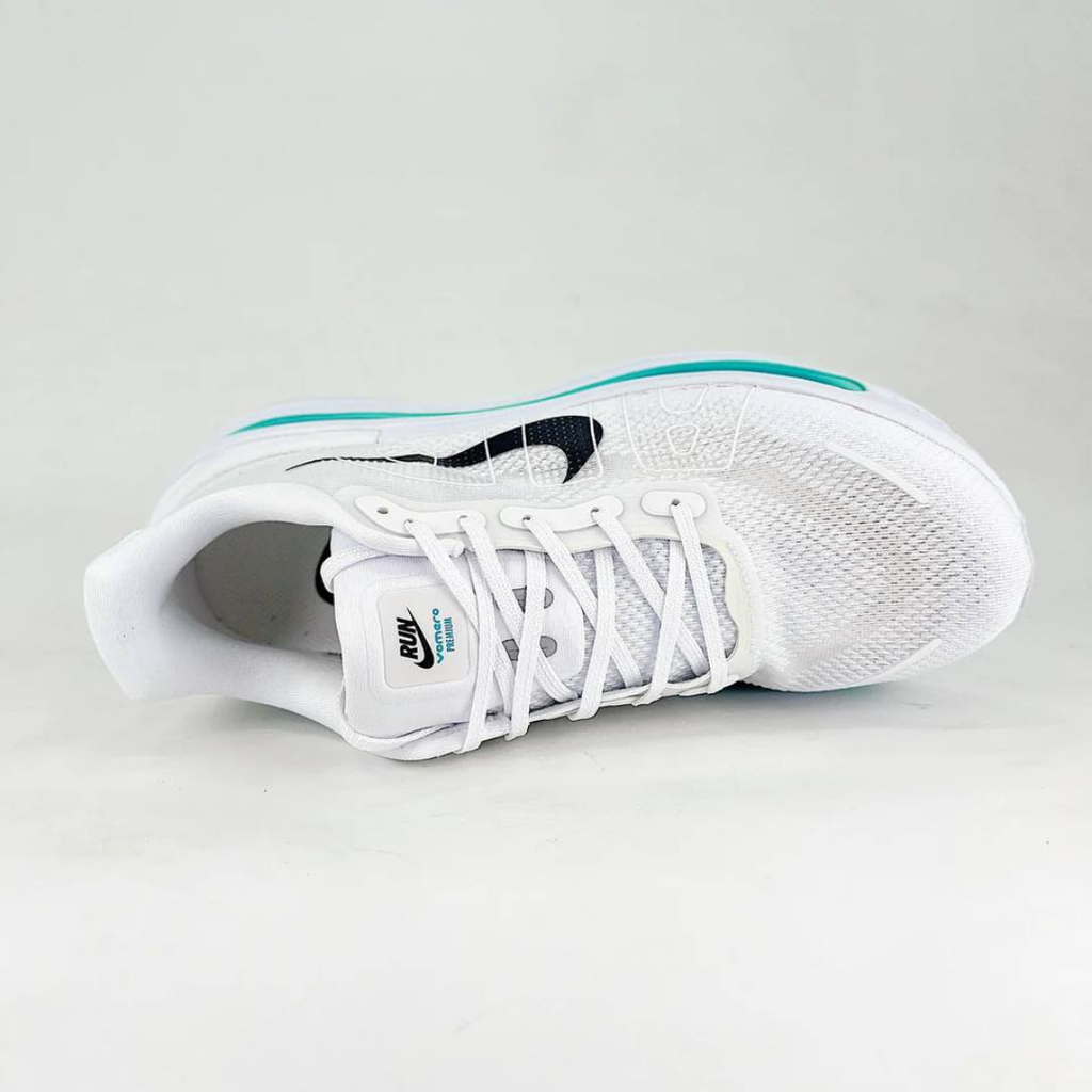 Nike Vomero Premium™ – Blanc brillant avec bleu turquoise