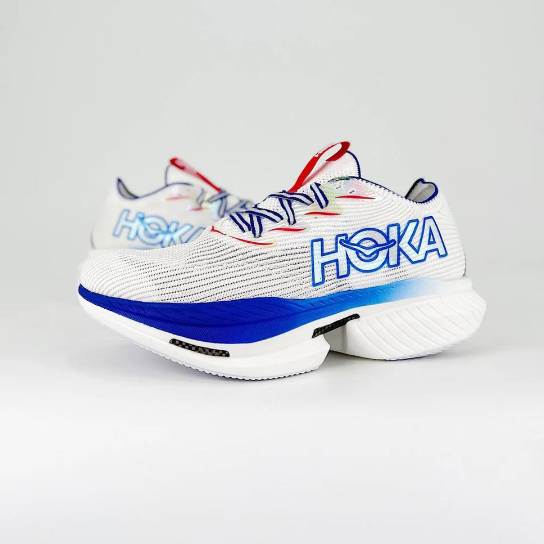 Hoka Cielo X1 Unisexe™ – Blanc Épuré avec Bleu Virtuel Vibrant
