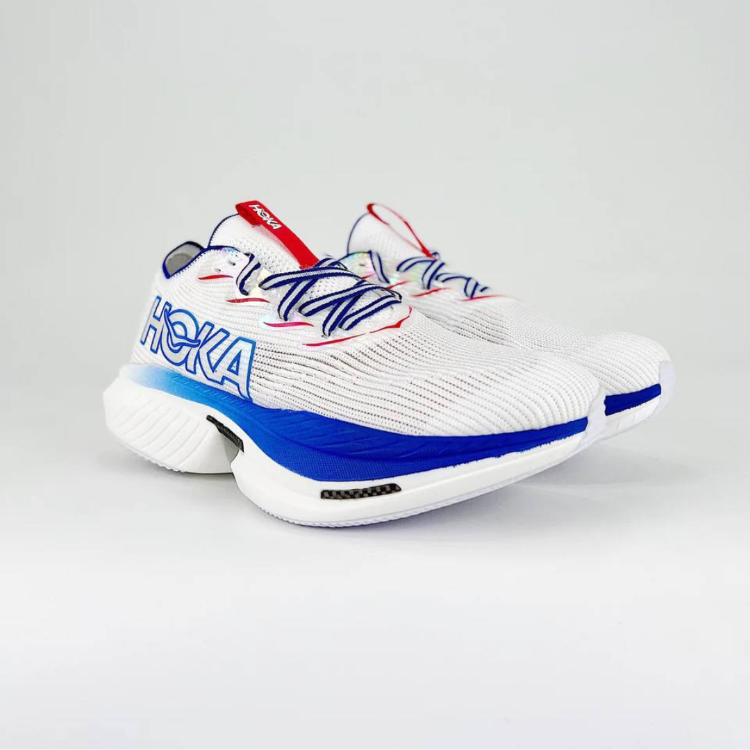 Hoka Cielo X1 Unisexe™ – Blanc Épuré avec Bleu Virtuel Vibrant
