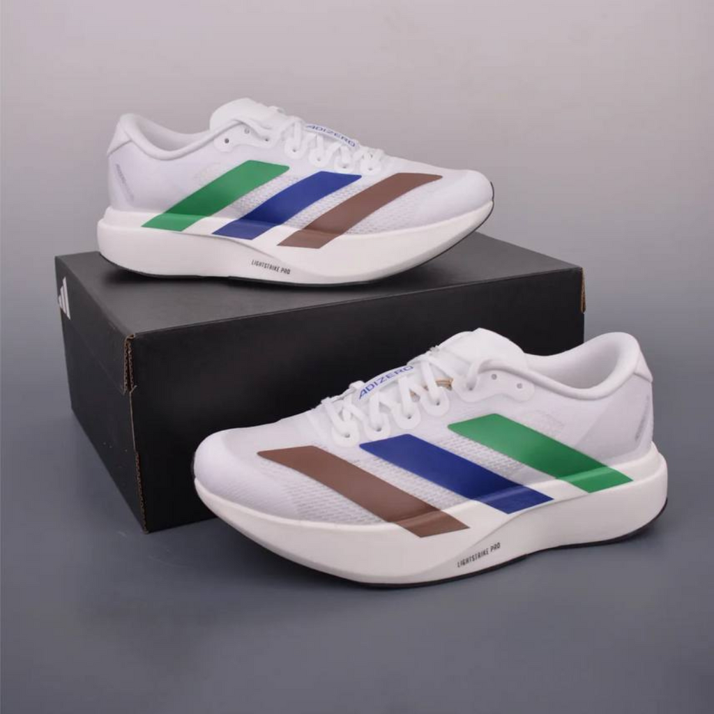 Adidas Adizero EVO SL™ – Blanc avec Vert, Bleu et Marron