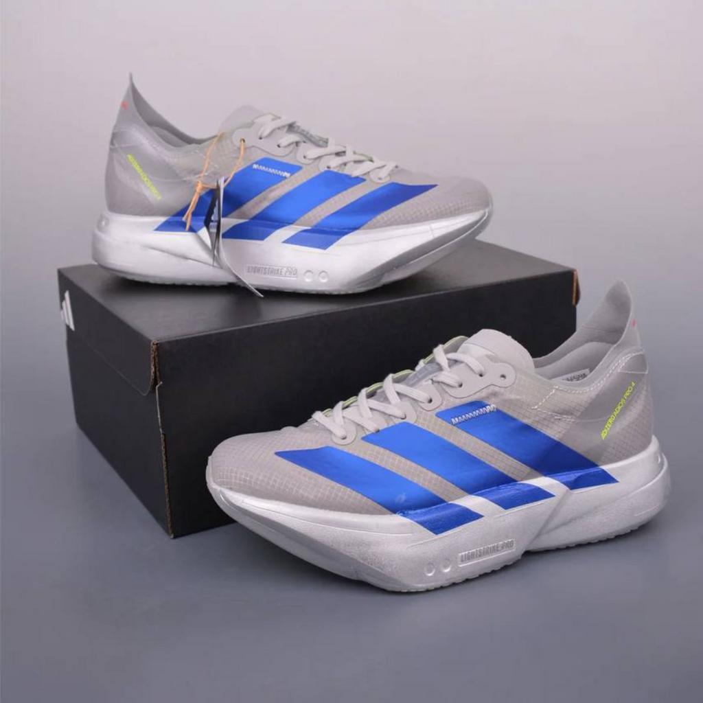 Adidas Adizero Adios Pro 4™ – Gris Métallisé avec Bleu