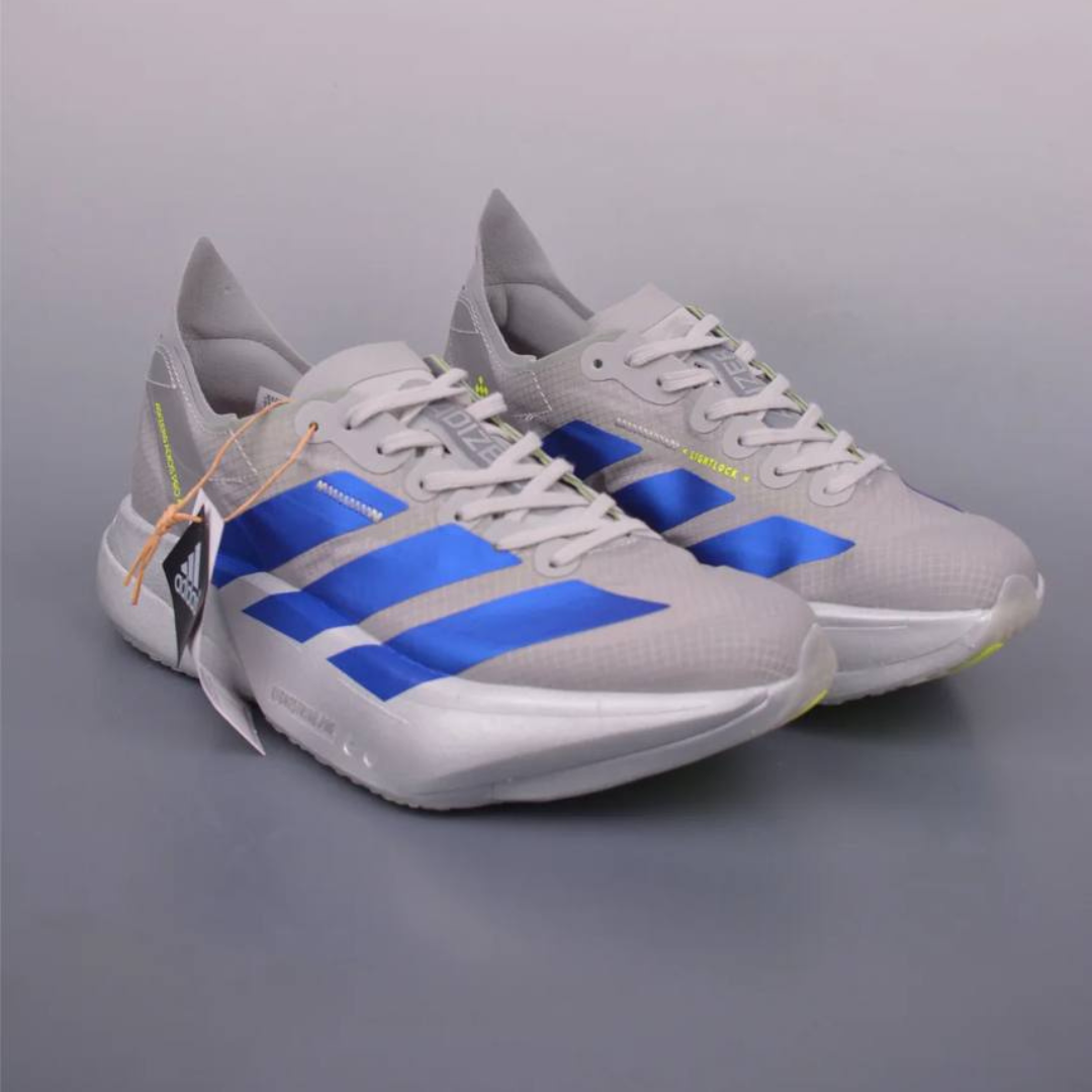 Adidas Adizero Adios Pro 4™ – Gris Métallisé avec Bleu