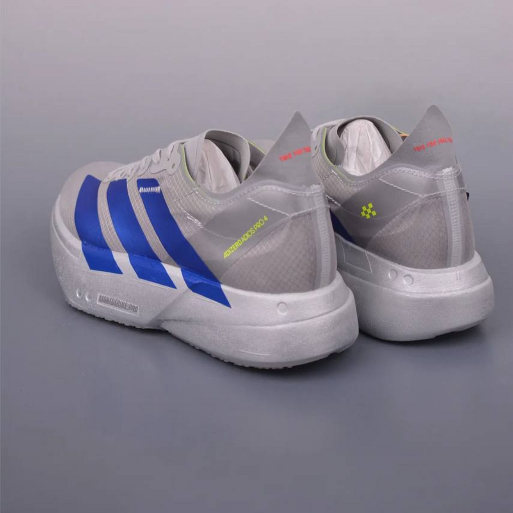 Adidas Adizero Adios Pro 4™ – Gris Métallisé avec Bleu