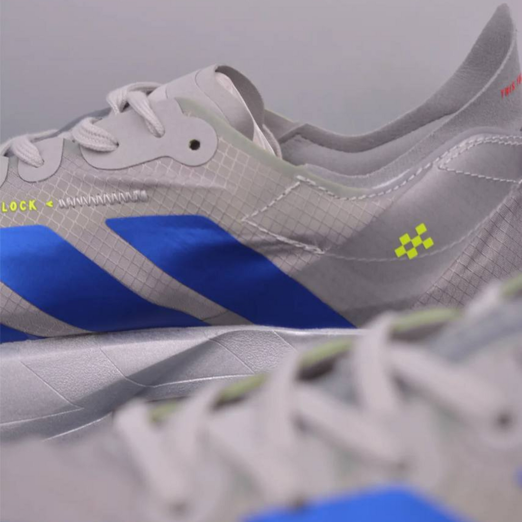 Adidas Adizero Adios Pro 4™ – Gris Métallisé avec Bleu
