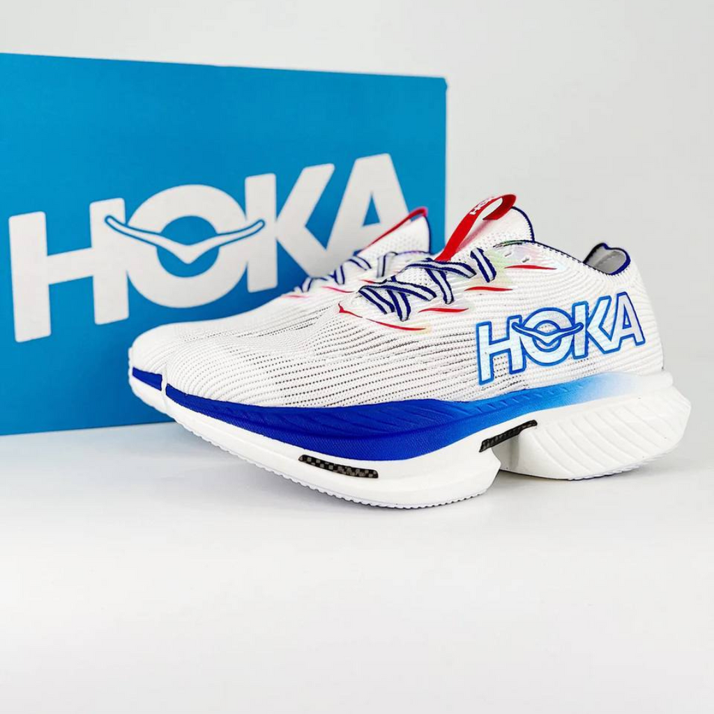 Hoka Cielo X1 Unisexe™ – Blanc Épuré avec Bleu Virtuel Vibrant
