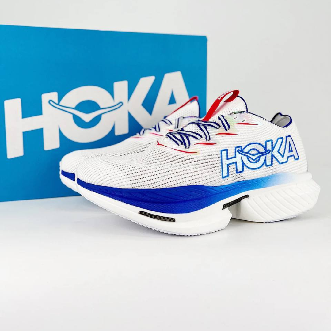 Hoka Cielo X1 Unisexe™ – Blanc Épuré avec Bleu Virtuel Vibrant
