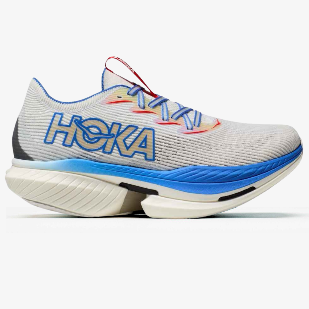 Hoka Cielo X1 Unisexe™ – Blanc Épuré avec Bleu Virtuel Vibrant
