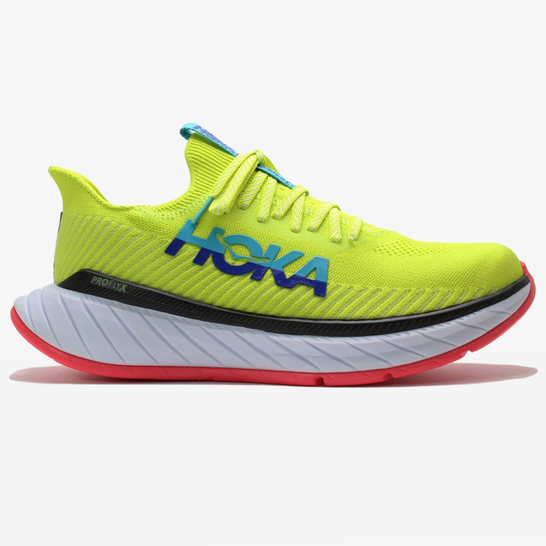Hoka Carbon X3™ – Vert Vibrant avec Rouge Intense
