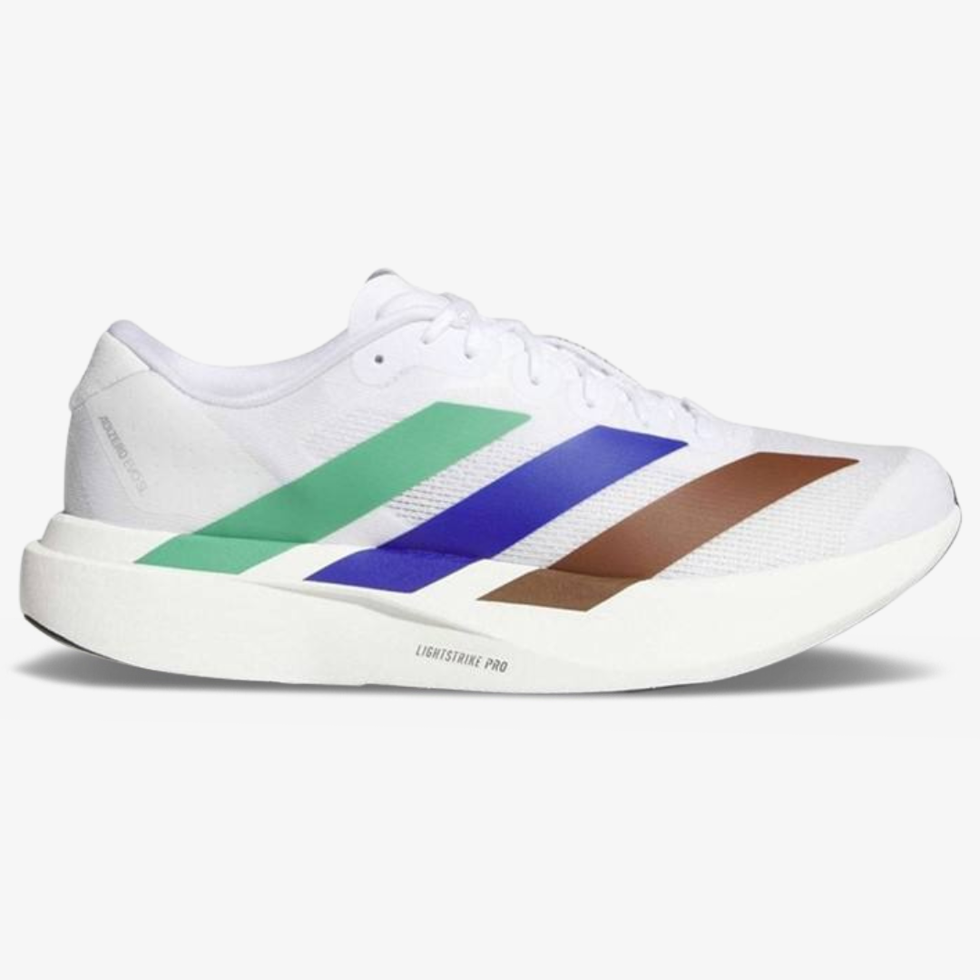 Adidas Adizero EVO SL™ – Blanc avec Vert, Bleu et Marron