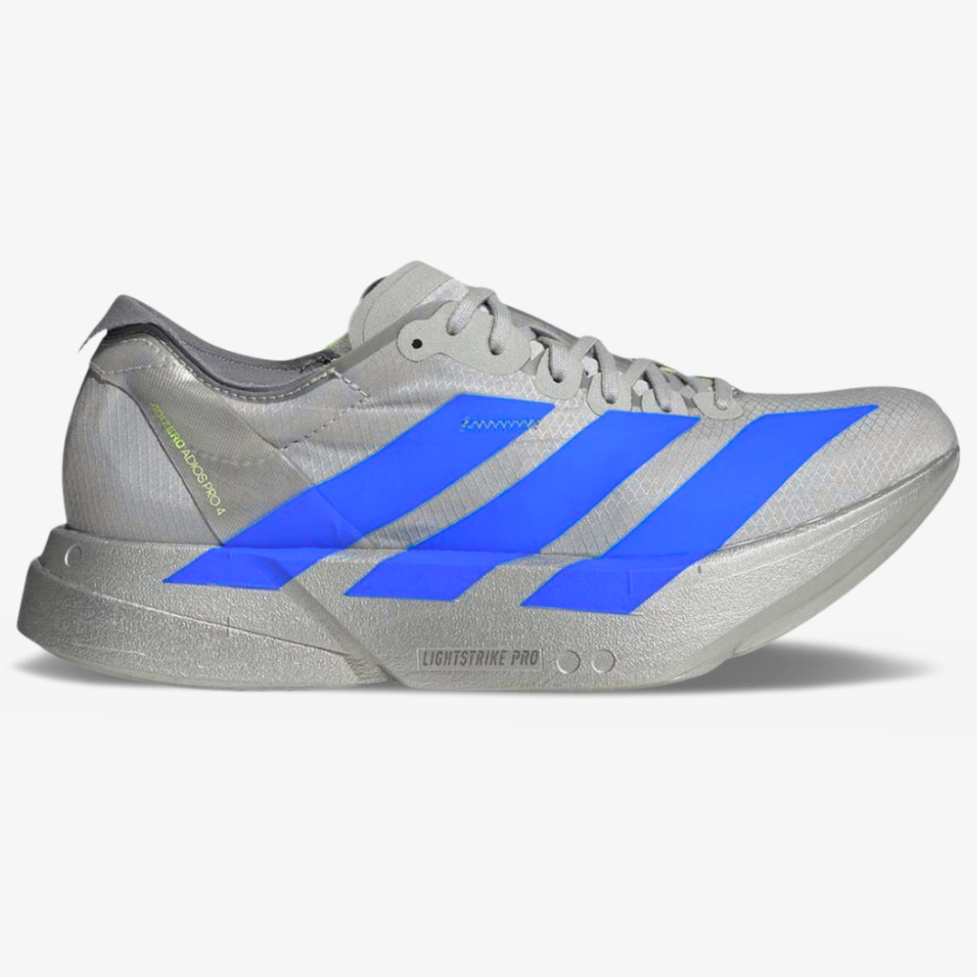 Adidas Adizero Adios Pro 4™ – Gris Métallisé avec Bleu