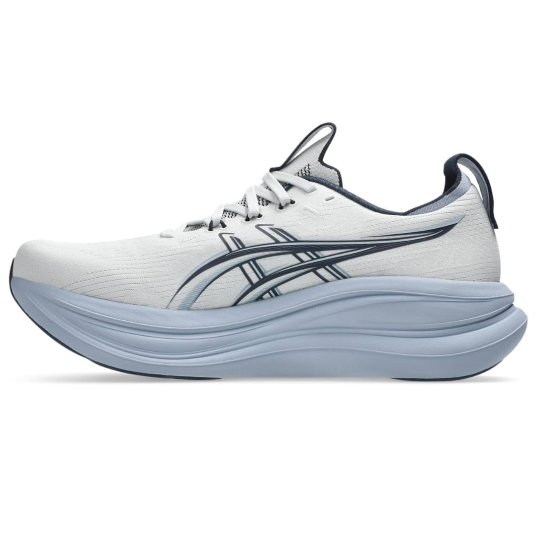 Asics Gel-Nimbus 28™ – Blanc avec Gris et Bleu