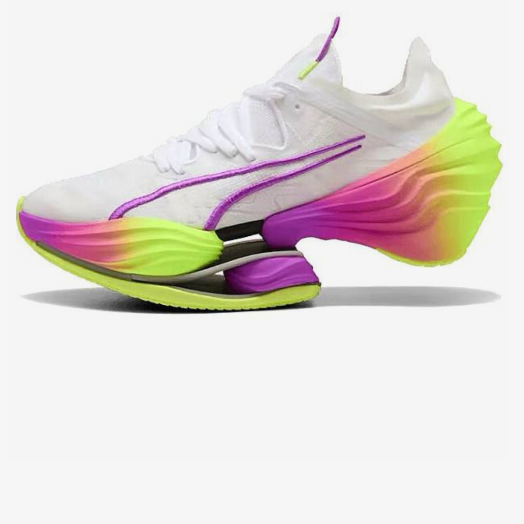 Puma Fast-RB Nitro Elite™ – Blanc et violet avec vert fluo