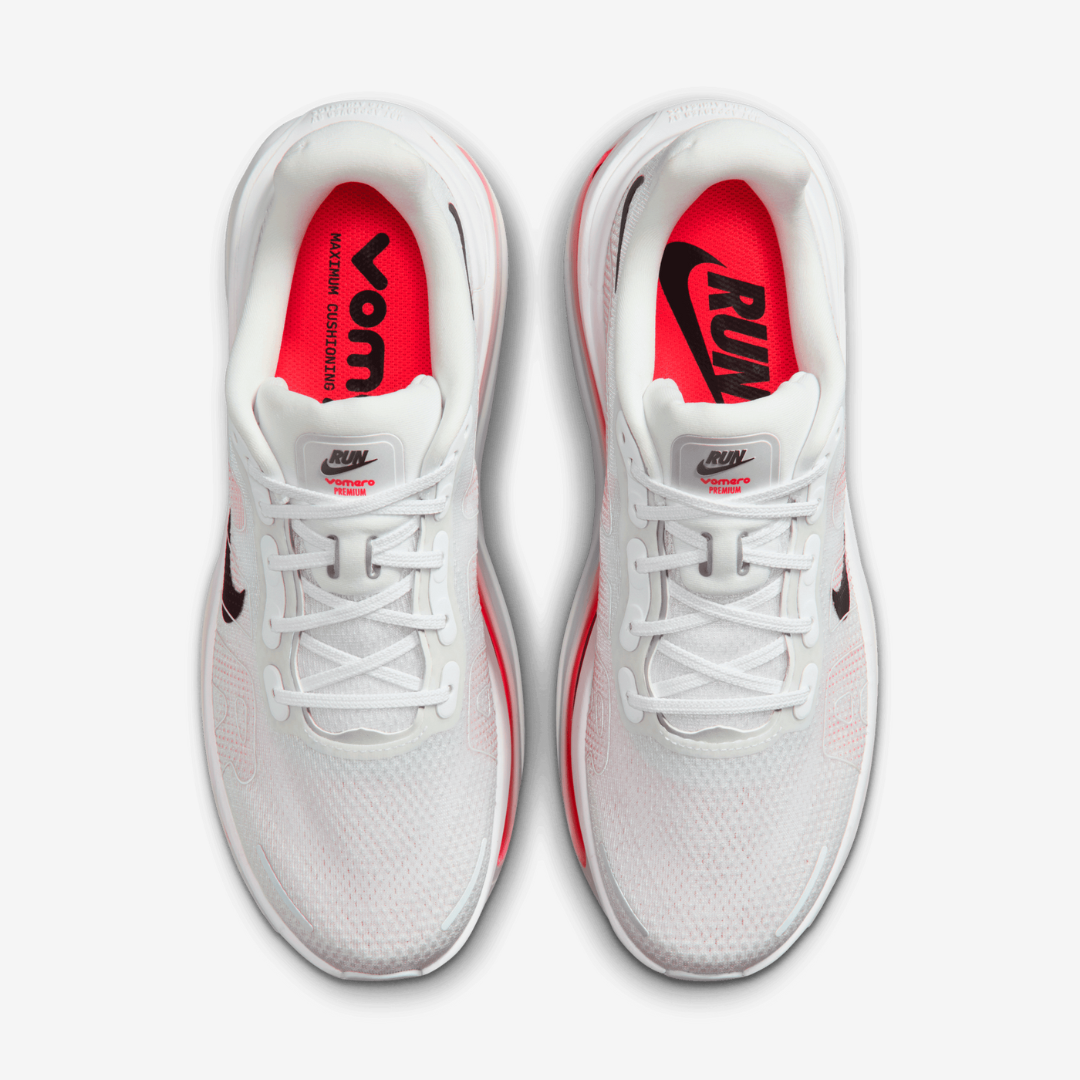 Nike Vomero Premium™ – White Glow with Bright Crimson
