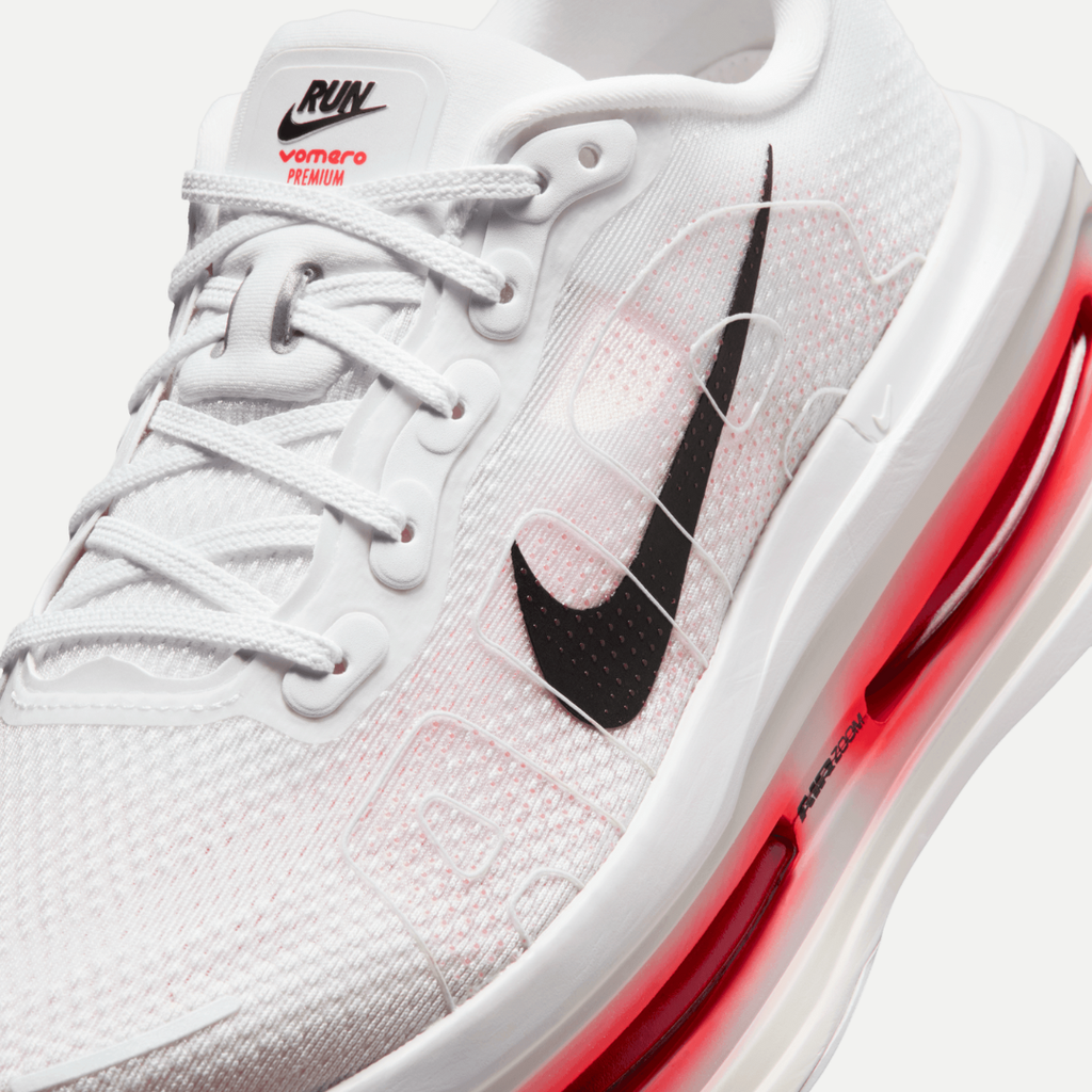Nike Vomero Premium™ – White Glow with Bright Crimson