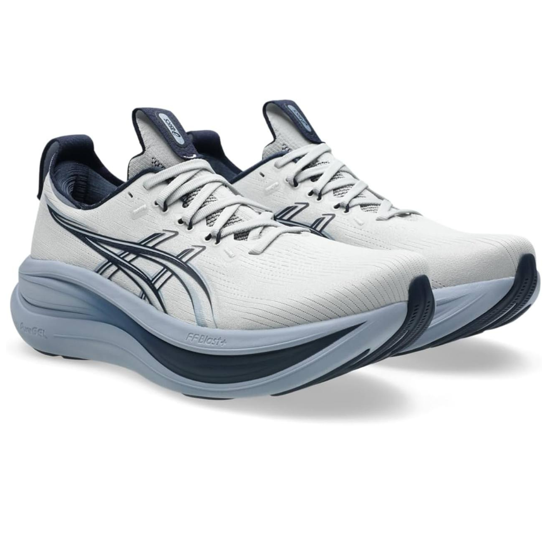 Asics Gel-Nimbus 28™ – Blanc avec Gris et Bleu