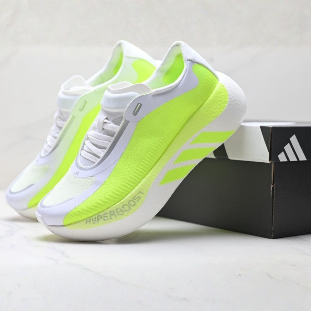 Adidas Hyperboost Edge™ – Blanc avec vert fluo