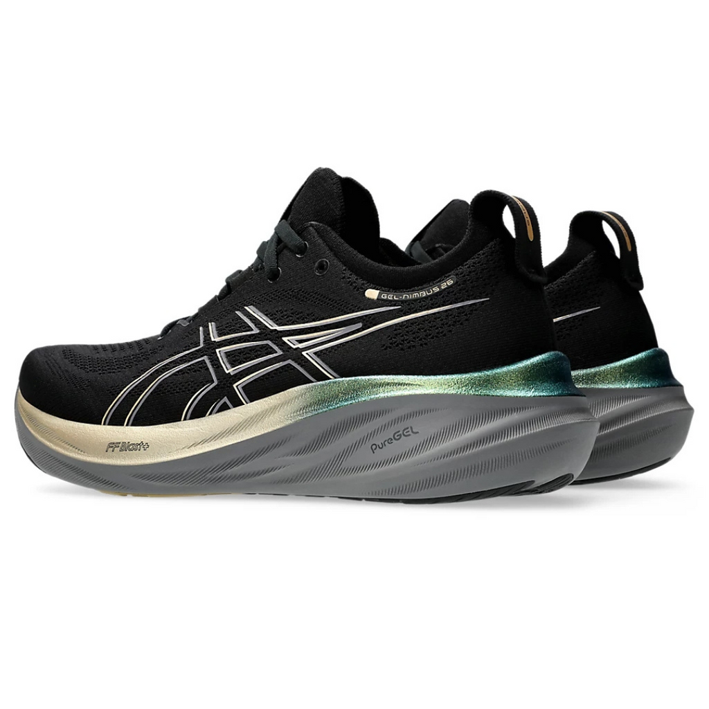 Asics Gel-Nimbus 26™ – Noir et Or avec Gris et Vert