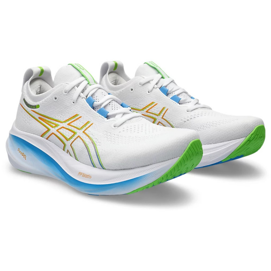 Asics Gel-Nimbus 26™ – Blanc avec Bleu et Vert