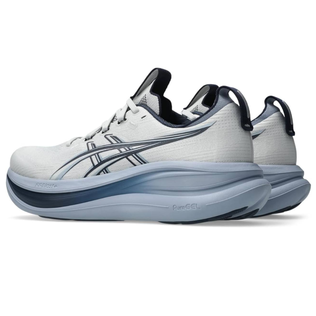 Asics Gel-Nimbus 28™ – Blanc avec Gris et Bleu