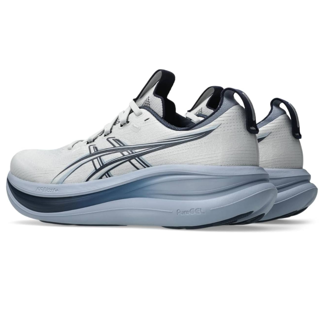 Asics Gel-Nimbus 28™ – Blanc avec Gris et Bleu