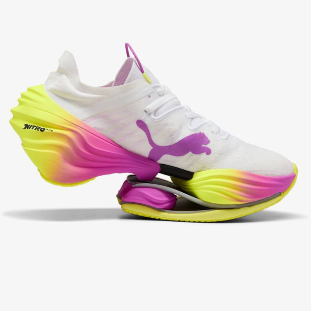 Puma Fast-RB Nitro Elite™ – Blanc et violet avec vert fluo
