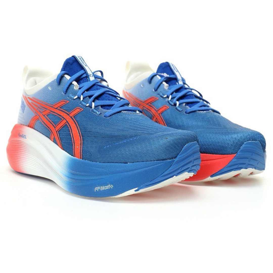Asics Gel-Nimbus 27 Paris™ – Bleu avec Rouge et Blanc