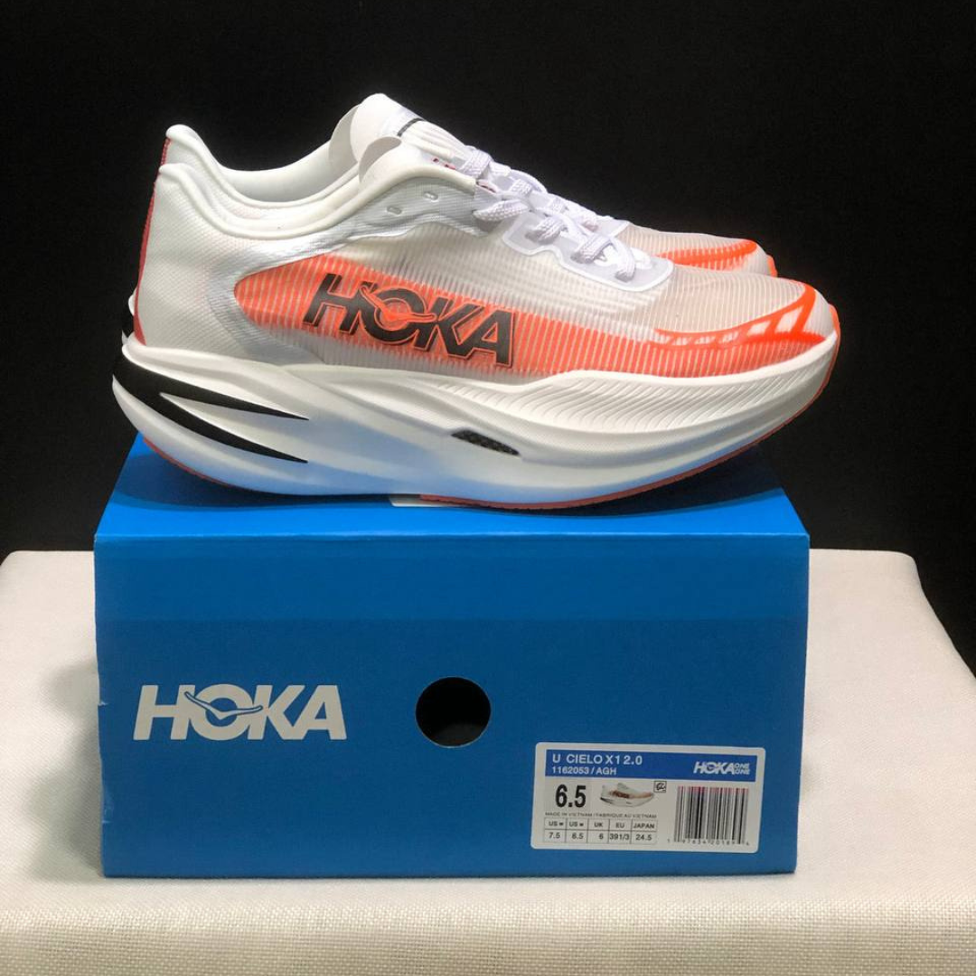 Hoka Cielo X1 2.0 Unisexe™ – Blanc Épuré avec Rouge Vif