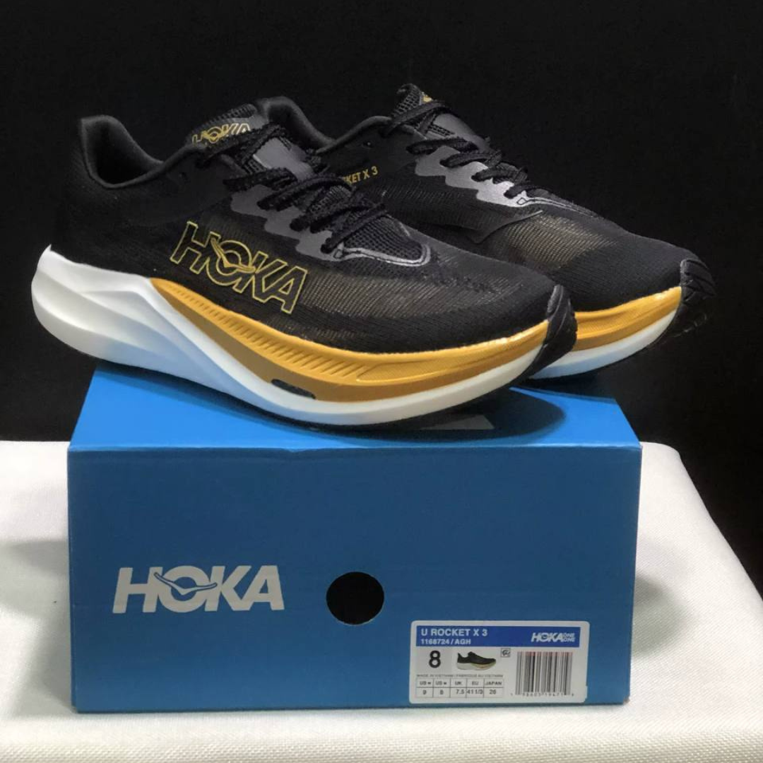 Hoka Rocket X 3 Unisexe™ – Noir Intense avec Or Luxe