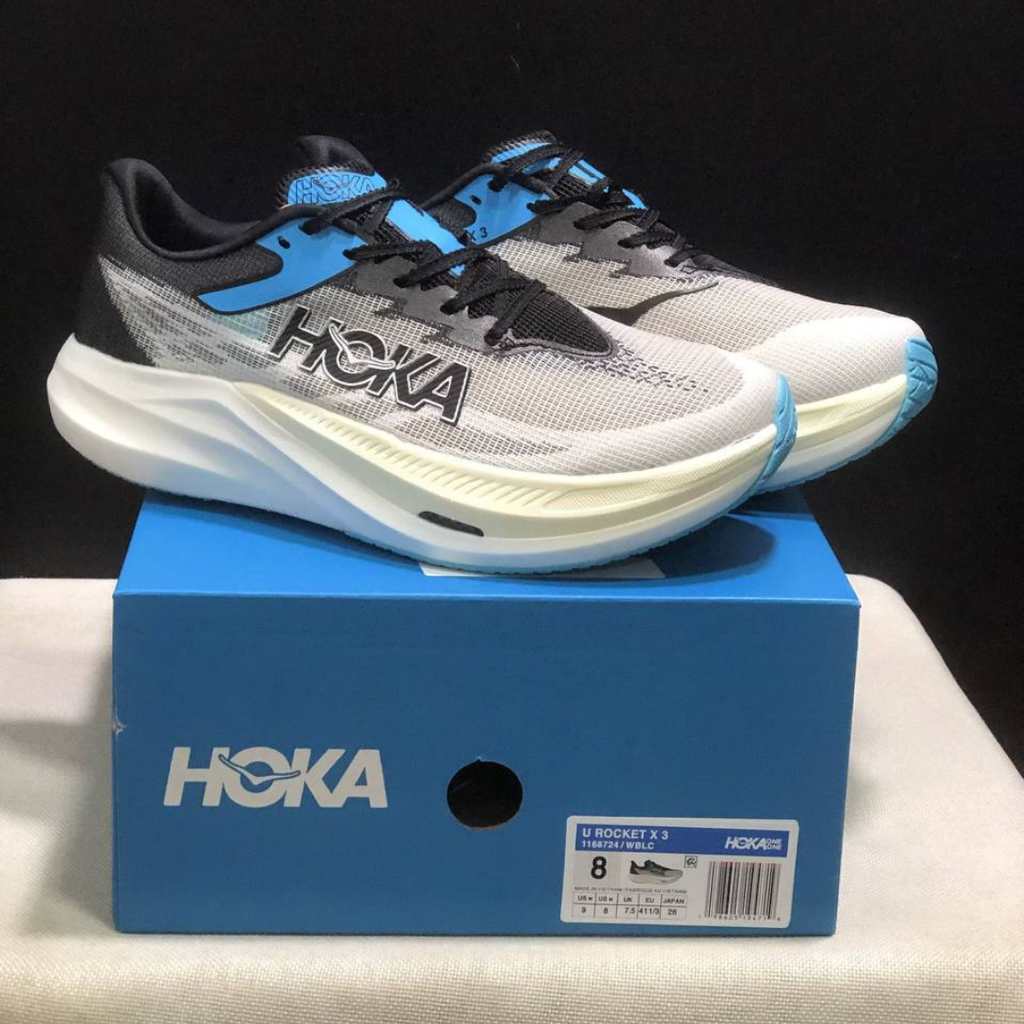 Hoka Rocket X 3 Unisexe™ – Noir Intense avec Gris Urbain et Bleu Vif