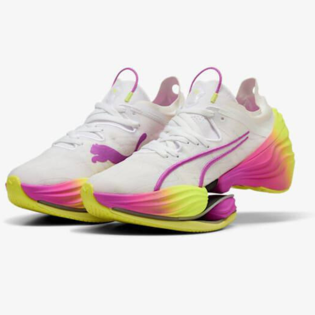 Puma Fast-RB Nitro Elite™ – Blanc et violet avec vert fluo