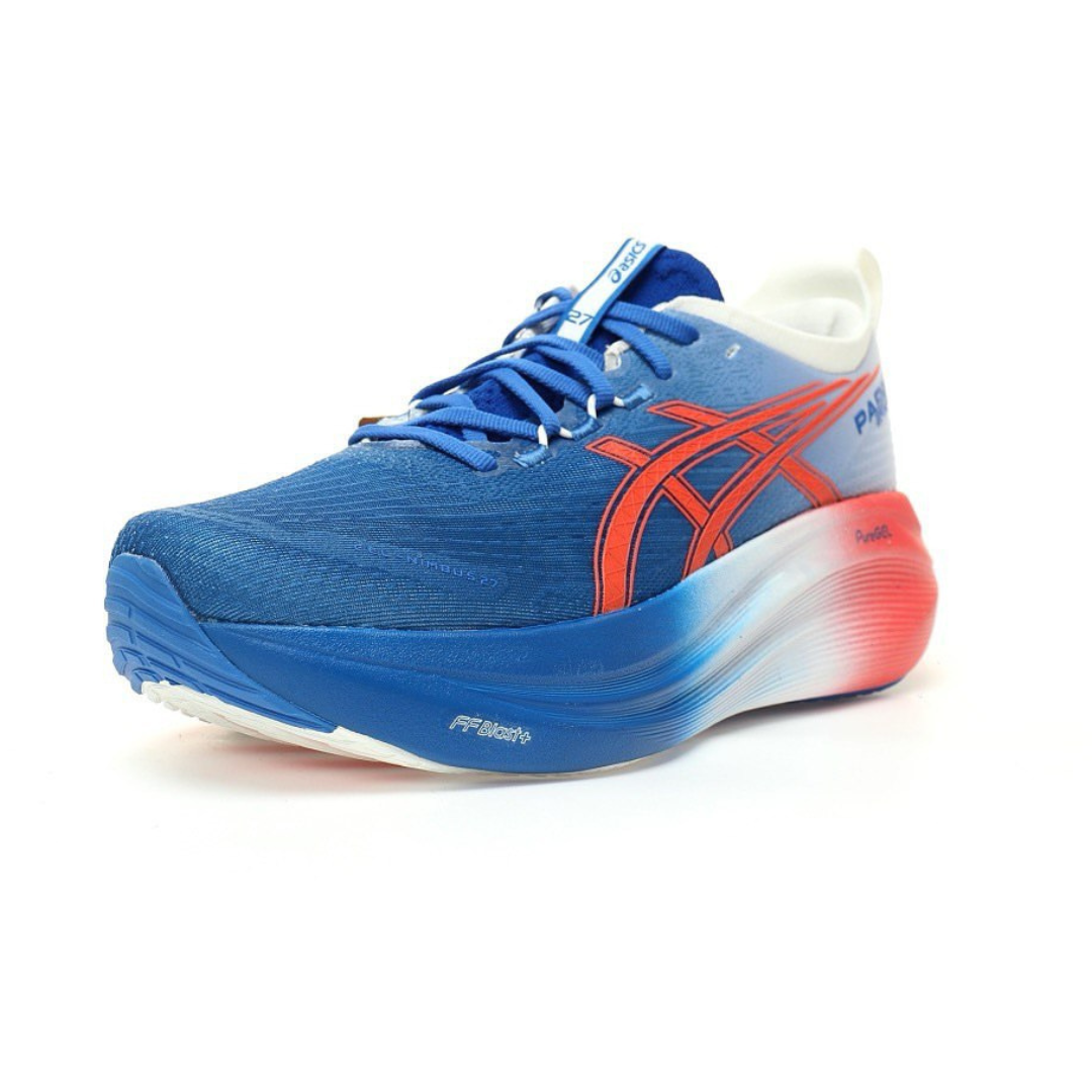 Asics Gel-Nimbus 27 Paris™ – Bleu avec Rouge et Blanc