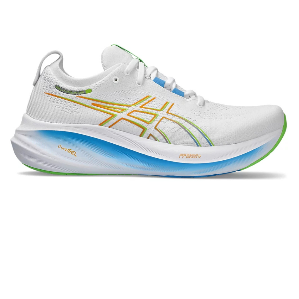 Asics Gel-Nimbus 26™ – Blanc avec Bleu et Vert