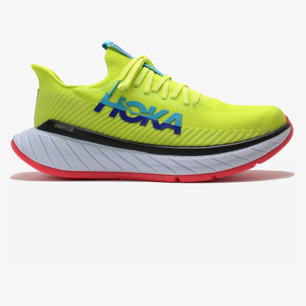 Hoka Carbon X3™ – Vert Vibrant avec Rouge Intense
