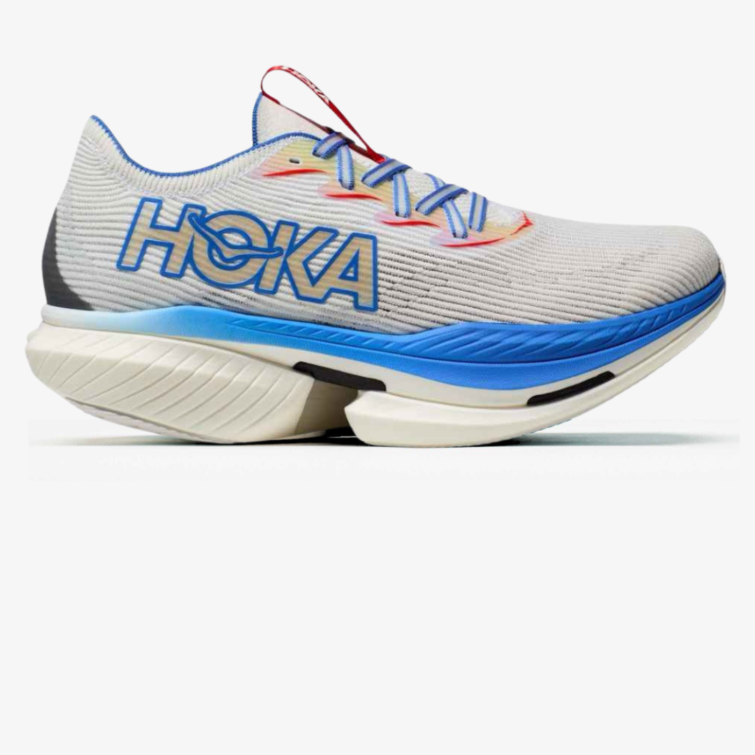 Hoka Cielo X1 Unisexe™ – Blanc Épuré avec Bleu Virtuel Vibrant
